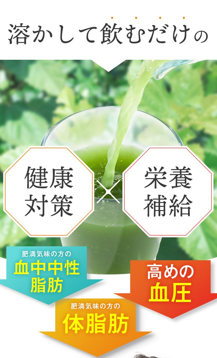 溶かして飲むだけの 健康対策 栄養補給